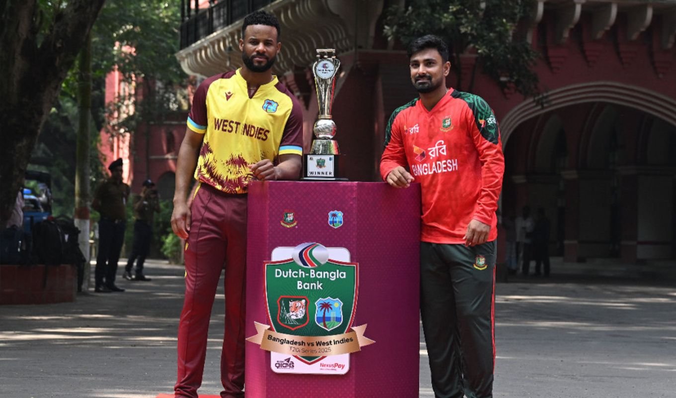 T20I series trophy unveiled at historic CRB সিআরবিতে বাংলাদেশ-ওয়েস্ট ইন্ডিজ সিরিজের ট্রফি উন্মোচন