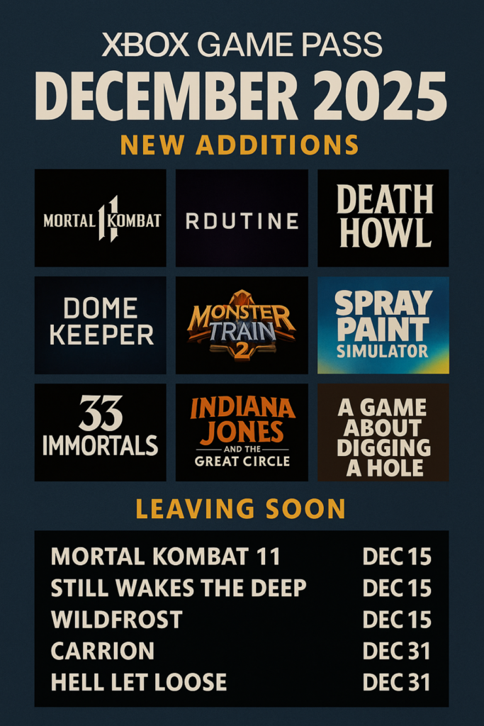 এক্সবক্স গেম পাস ডিসেম্বর ২০২৫