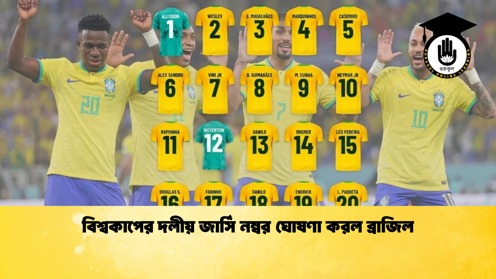 বিশ্বকাপের দলীয় জার্সি নম্বর ঘোষণা করল ব্রাজিল 2 বিশ্বকাপের দলীয় জার্সি নম্বর ঘোষণা করল ব্রাজিল